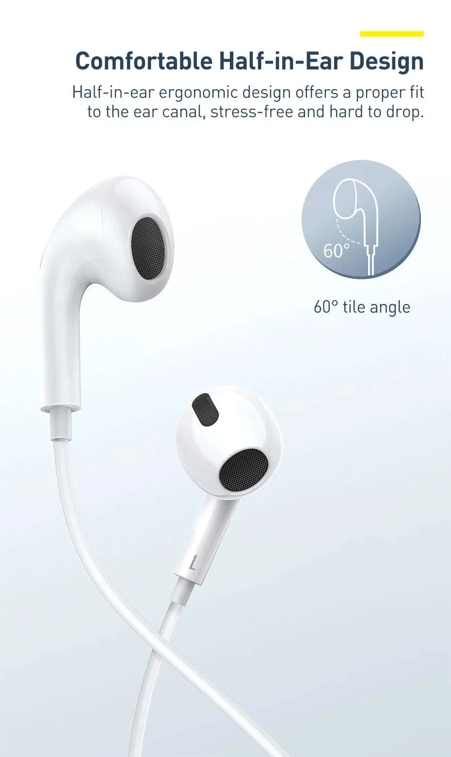 Baseus C17 Type-C Wired Earphones with Mic - Image 14