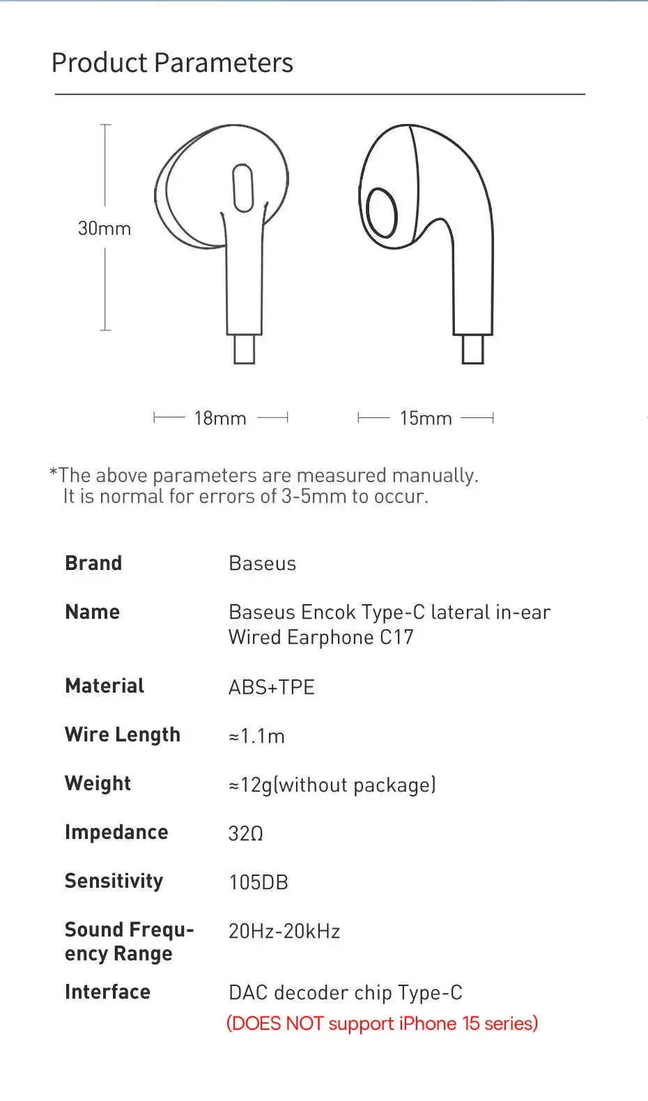 Baseus C17 Type-C Wired Earphones with Mic - Image 19