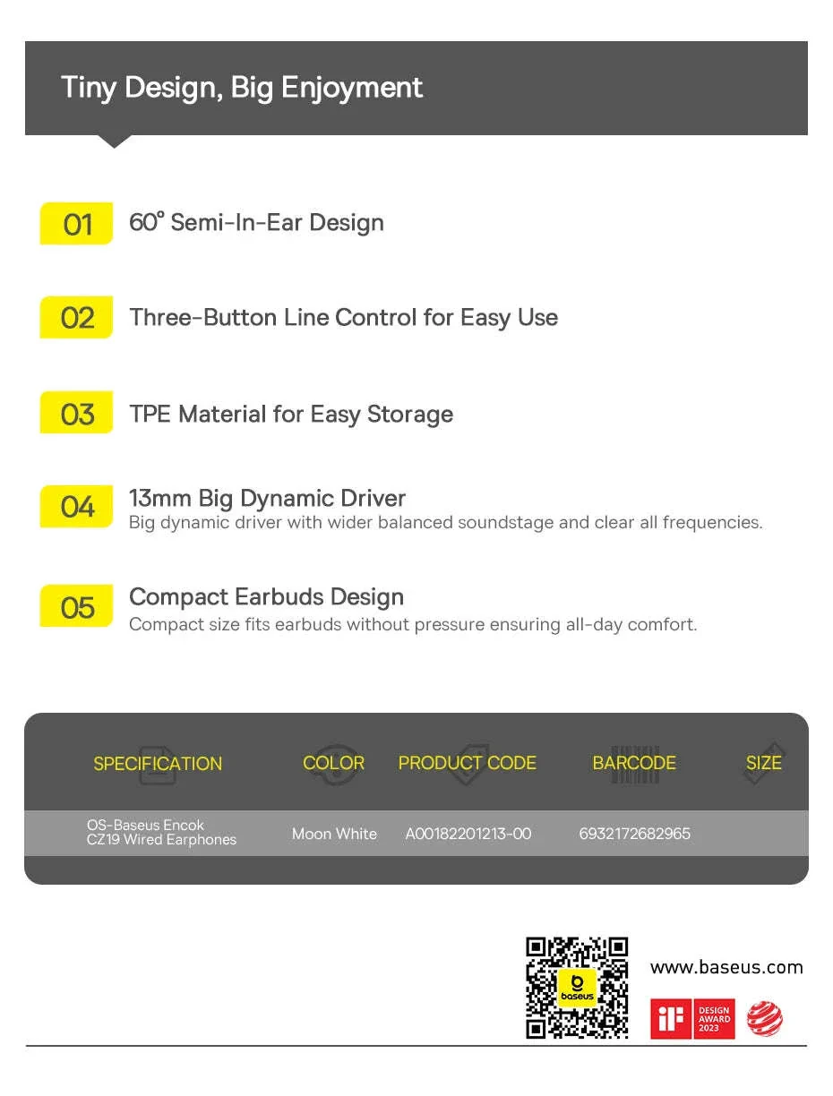 Baseus Encok CZ19 Type‑C Wired Earphones with Mic - Image 23