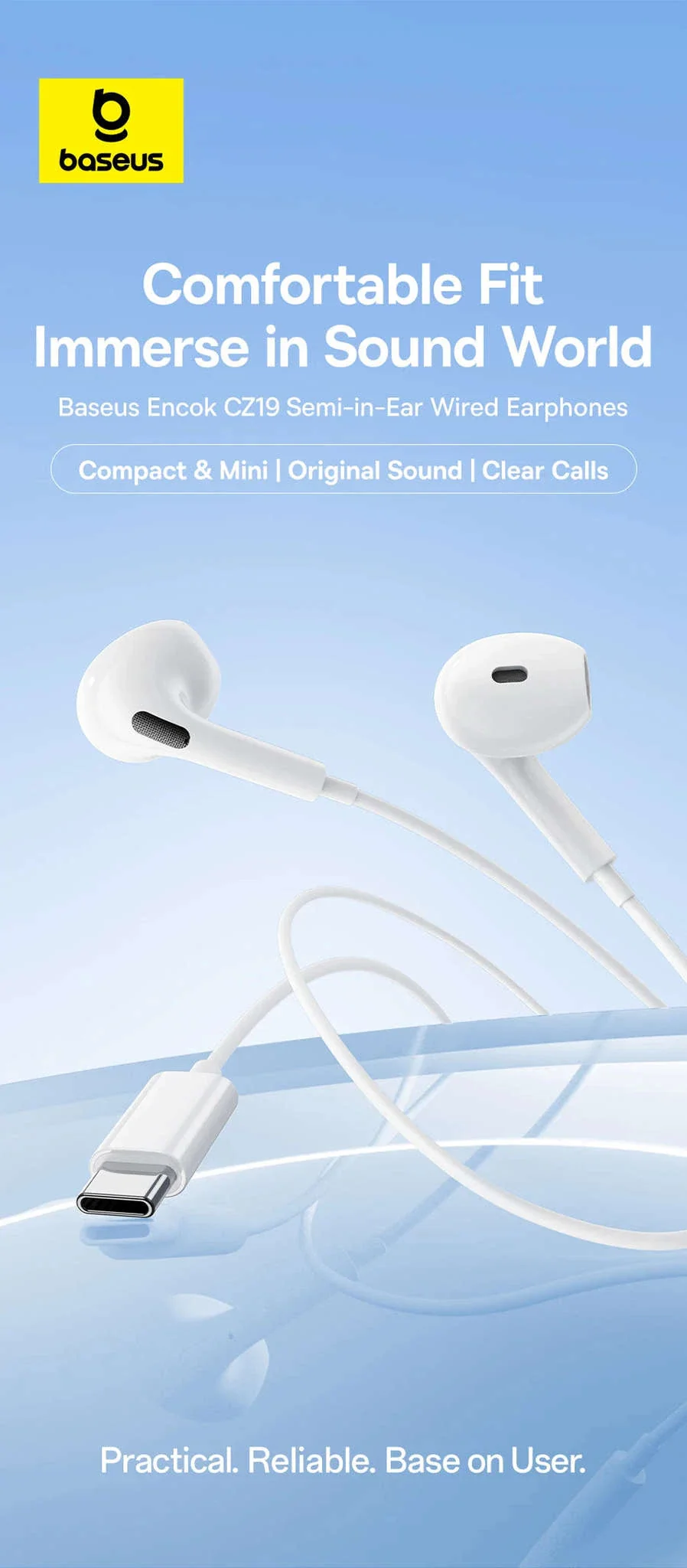 Baseus Encok CZ19 Type‑C Wired Earphones with Mic - Image 9