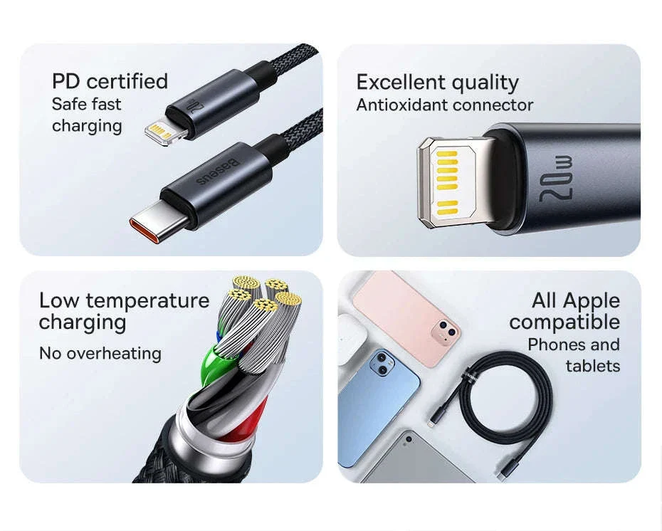 Baseus USB-C to Lightning Fast Charging Cable for iPhone - Image 9