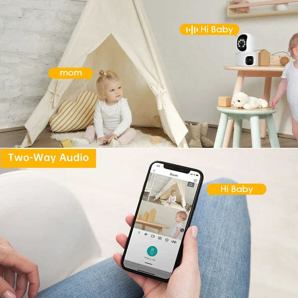 BESDER 4MP WiFi Dual Screen Baby Monitor Camera - Image 3