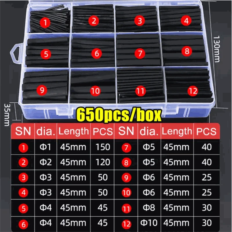 Black Heat Shrink Tube Kit for Clean Wire Insulation - Image 13