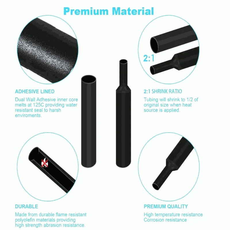 Black Heat Shrink Tube Kit for Clean Wire Insulation - Image 6