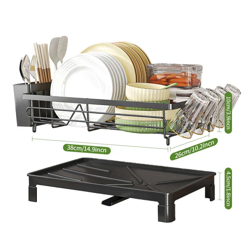 Black Single Layer Dish Rack for Neat, Organized Countertops - Image 8