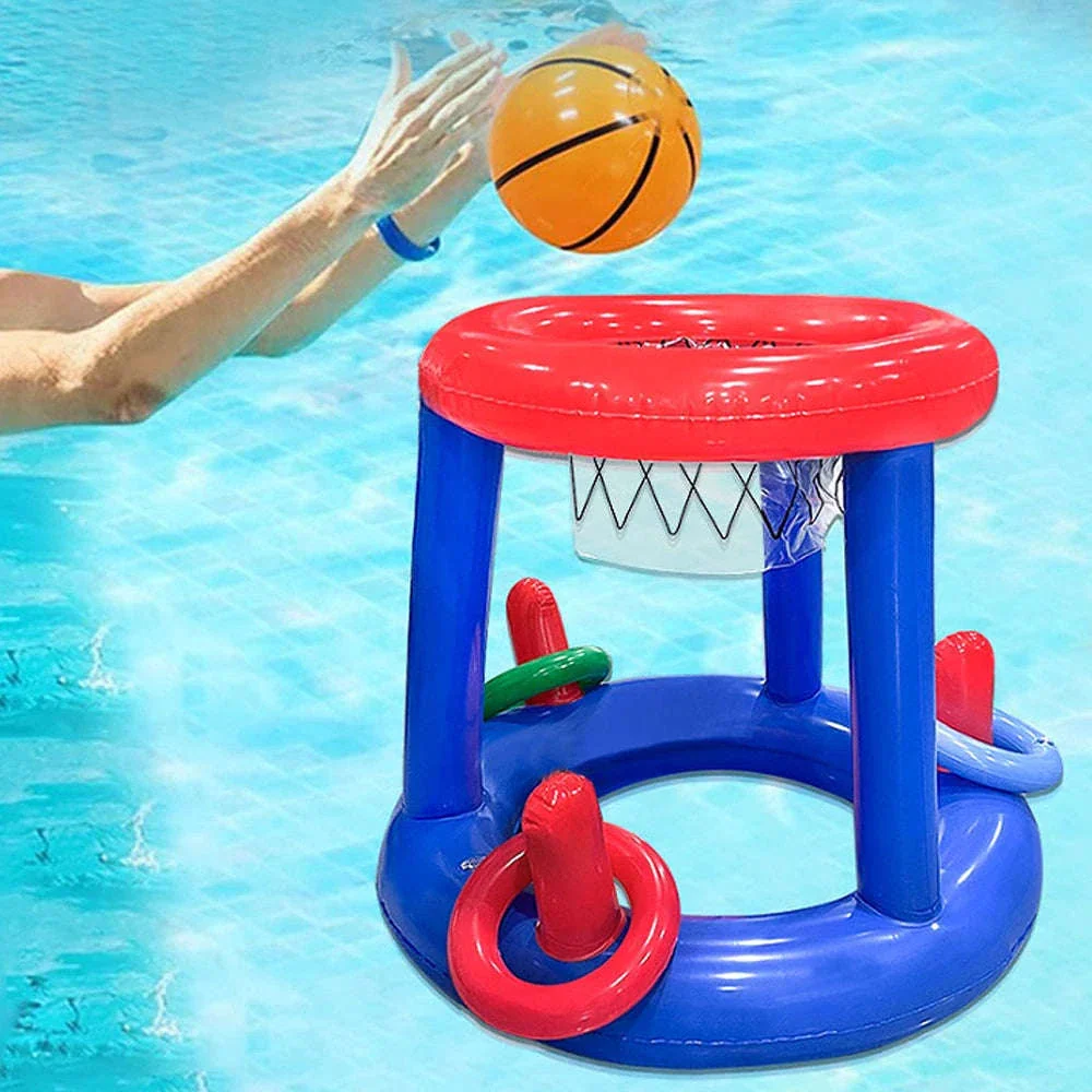 Blue Inflatable Basketball Rack for Pool Toss Games - Image 6