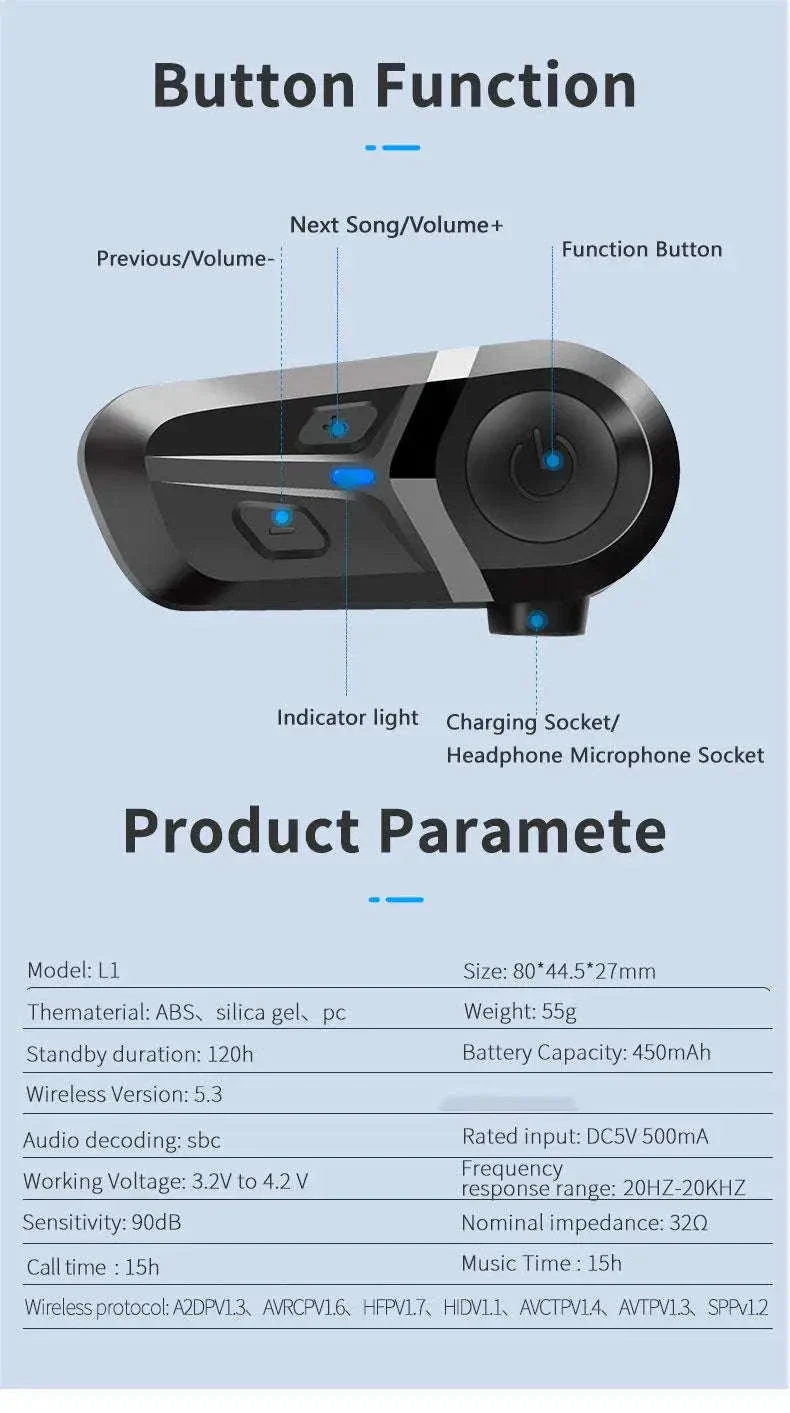 Bluetooth 5.3 Motorcycle Helmet Headset for Clear Riding Audio - Image 15