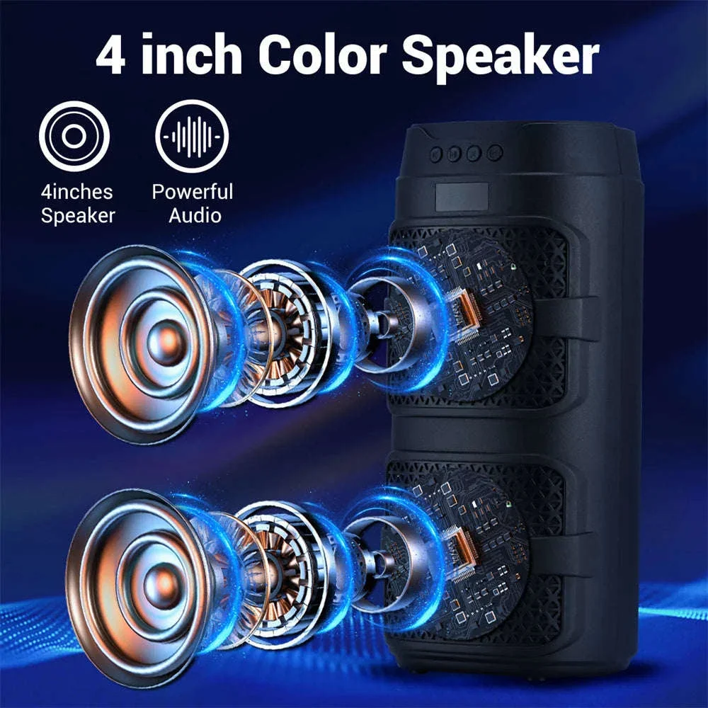 Bluetooth 5.0 Portable Speaker with Dual 4" Stereo & LED Lights - Image 2