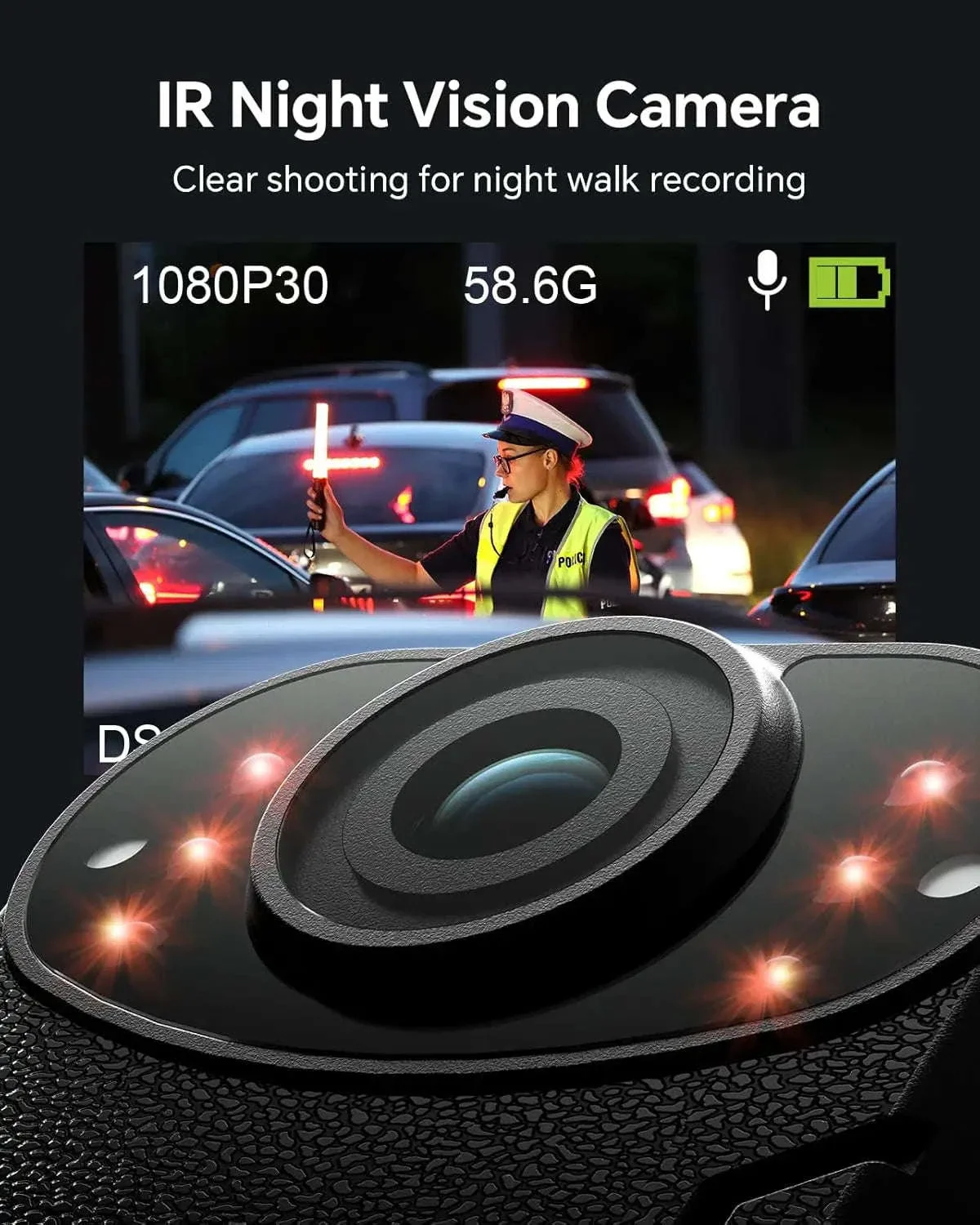 BOBLOV KJ21 Body Camera 1296P HD with Night Vision & 10H Recording - Image 3