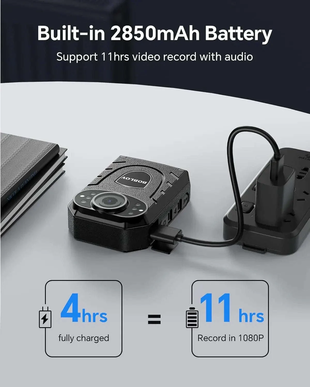 BOBLOV KJ21 Body Camera 1296P HD with Night Vision & 10H Recording - Image 4
