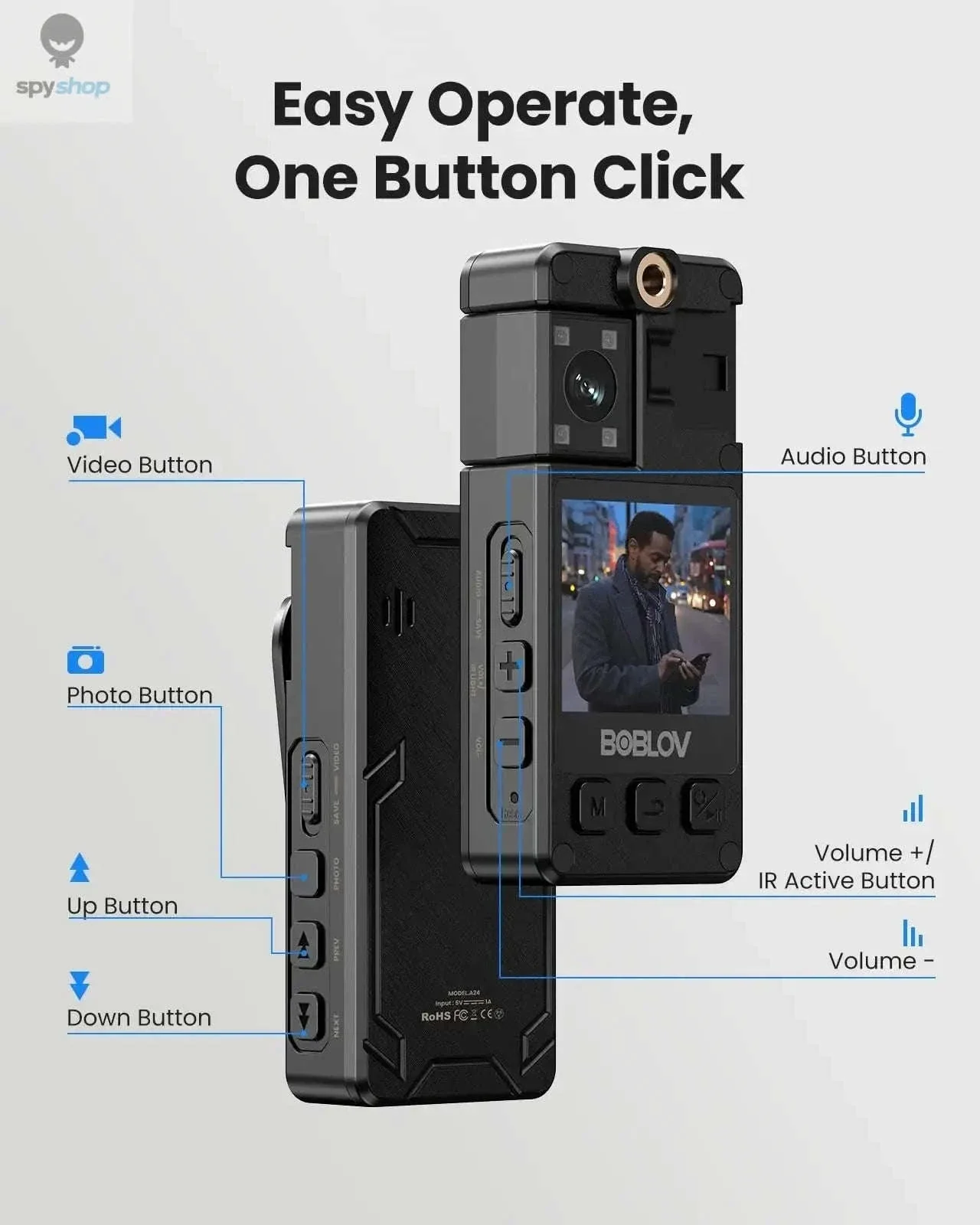 BOBLOV A24 Mini Action Camera with 1296P Video and Night Vision - Image 3