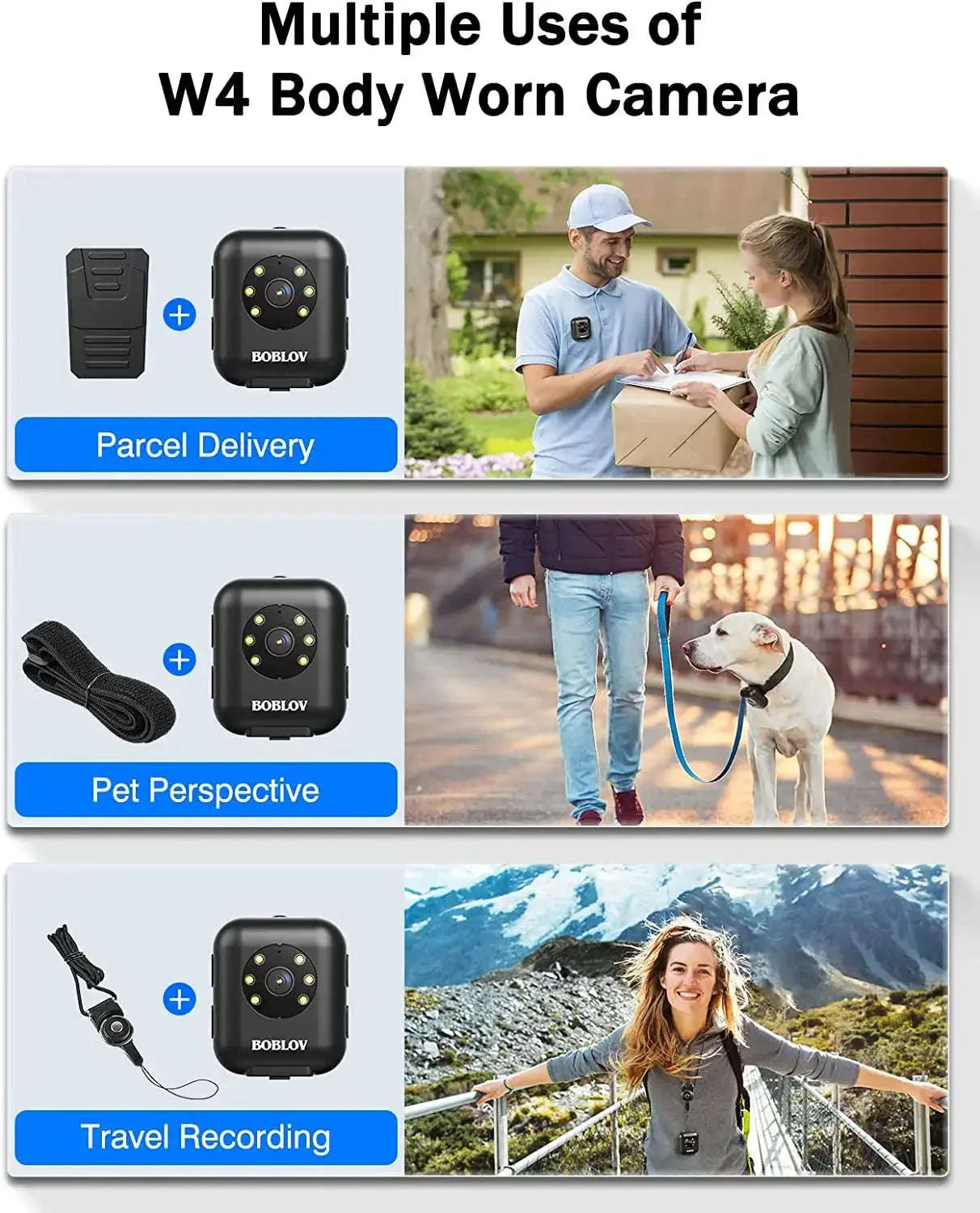 BOBLOV W4 Body Worn Camera for Hands-Free Recording - Image 5
