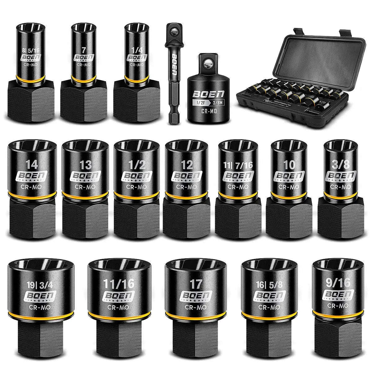 17-Piece Impact Bolt Extractor Kit for Damaged Bolts