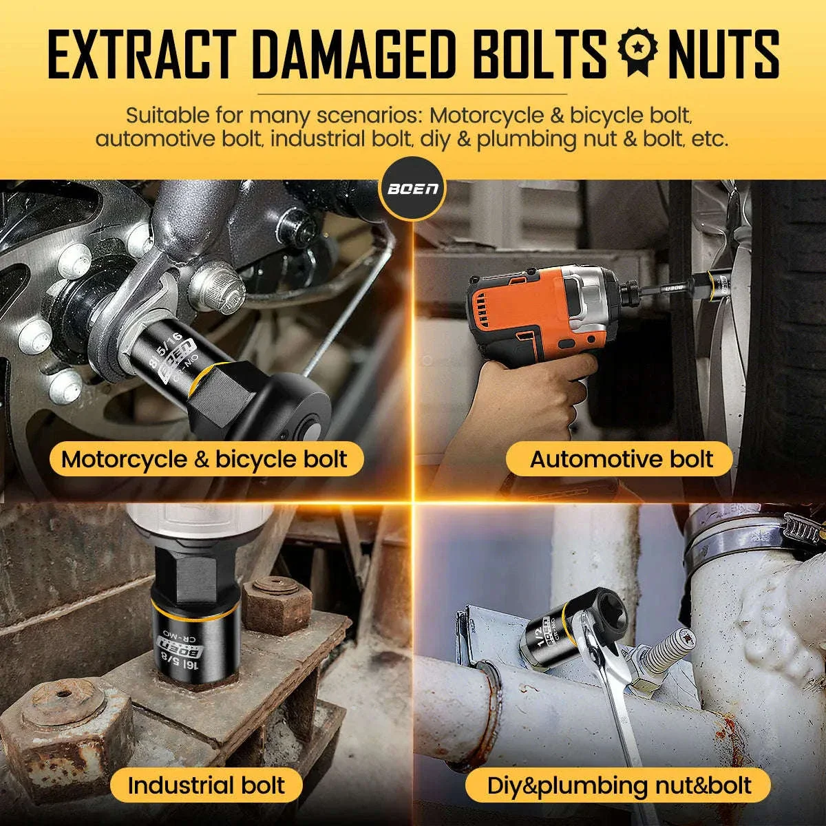 17-Piece Impact Bolt Extractor Kit for Damaged Bolts - Image 6