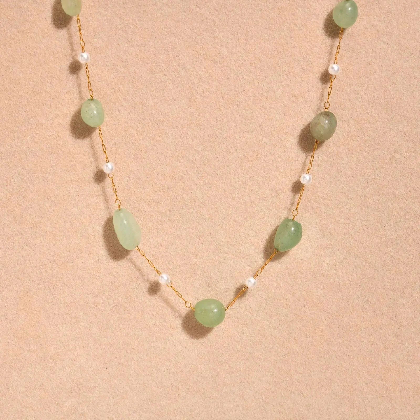 Boho Natural Stone Pearl Necklace for Women – Gold Chain Beach Style - Image 10
