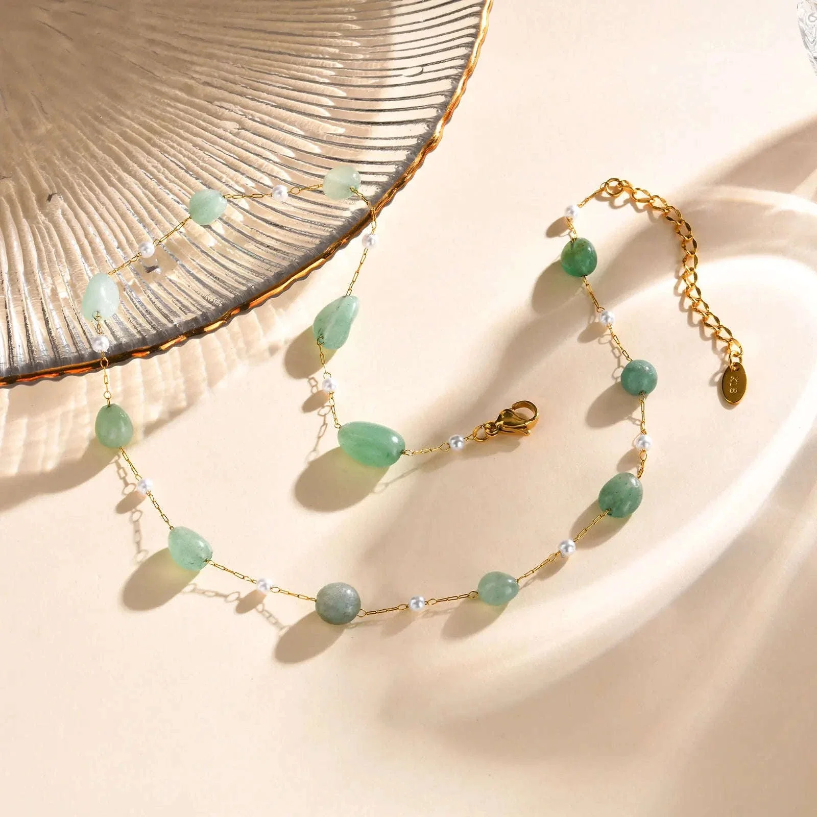Boho Natural Stone Pearl Necklace for Women – Gold Chain Beach Style - Image 6