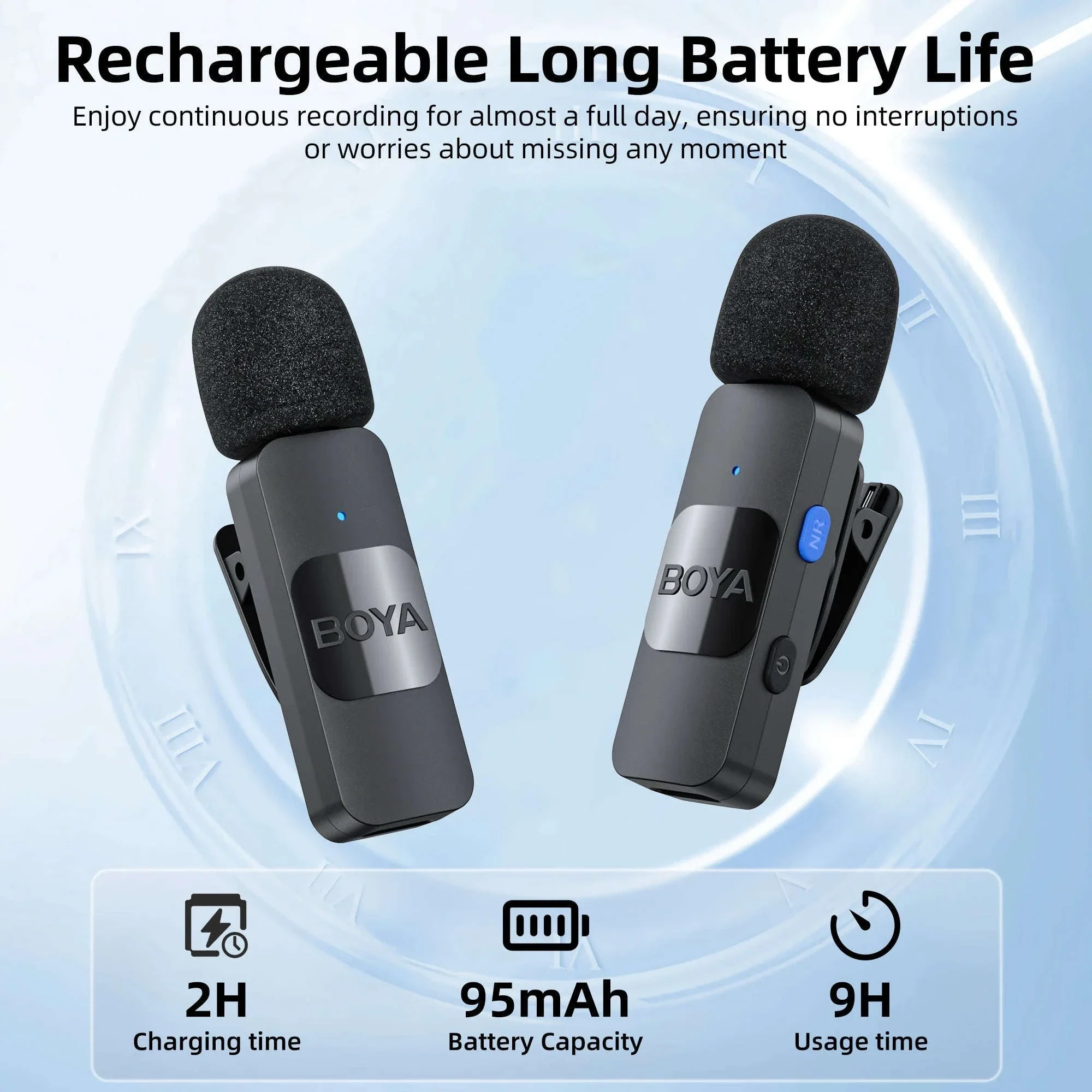BOYA BY-V2 Wireless Lavalier Microphone for Clear Two-Voice Recording - Image 3