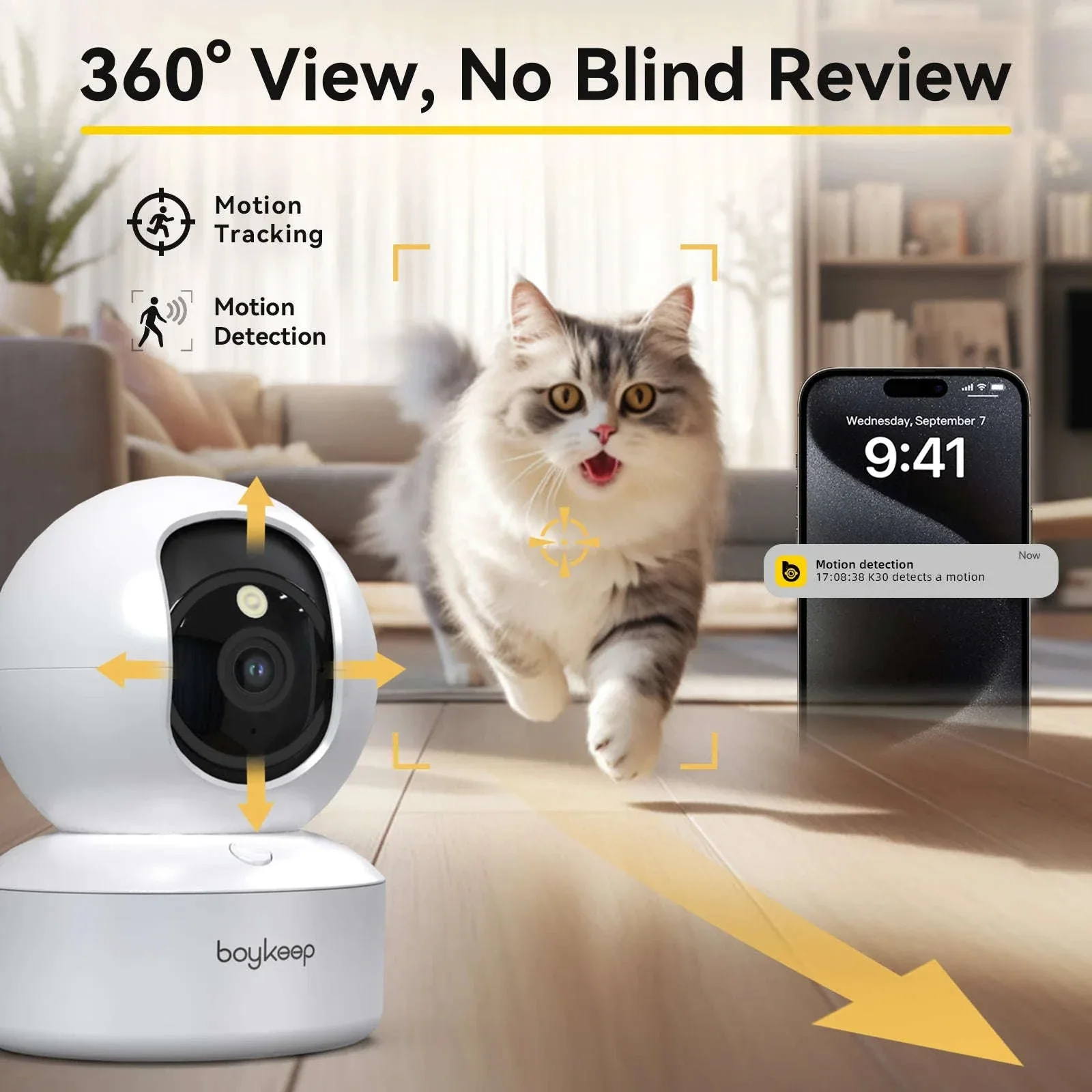 BoyKeep 3MP WiFi Indoor Security Camera with Auto Tracking - Image 4