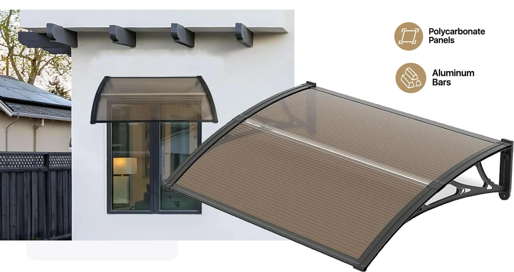 Window & Door Awning Canopy with UV Protection PC Panels - Image 7