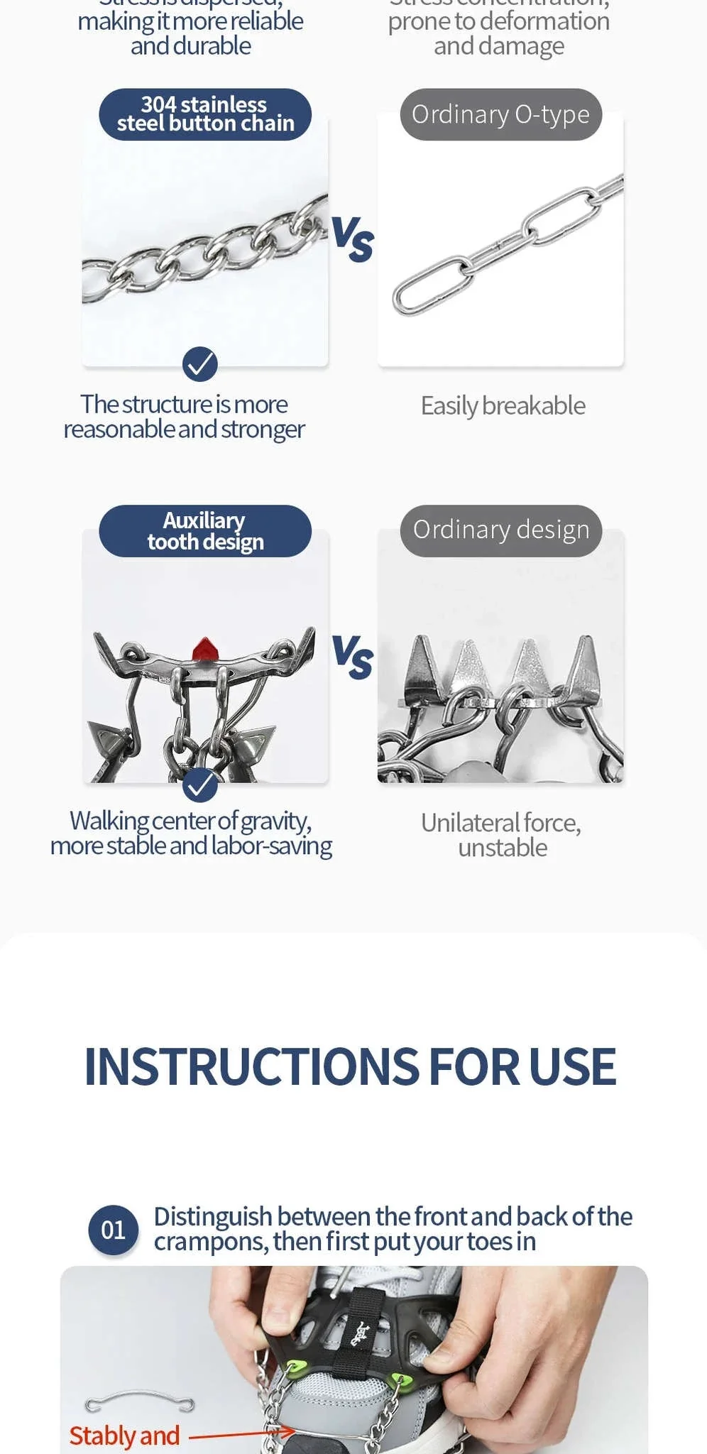 22-Tooth Ice Gripper Crampons for Hiking and Snow Walking - Image 13