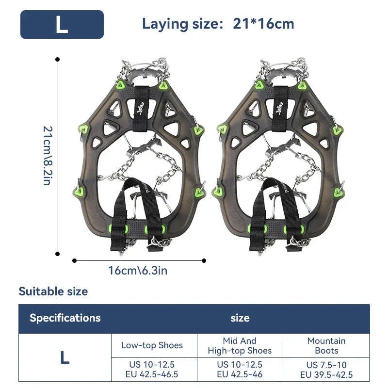22-Tooth Ice Gripper Crampons for Hiking and Snow Walking - Image 17