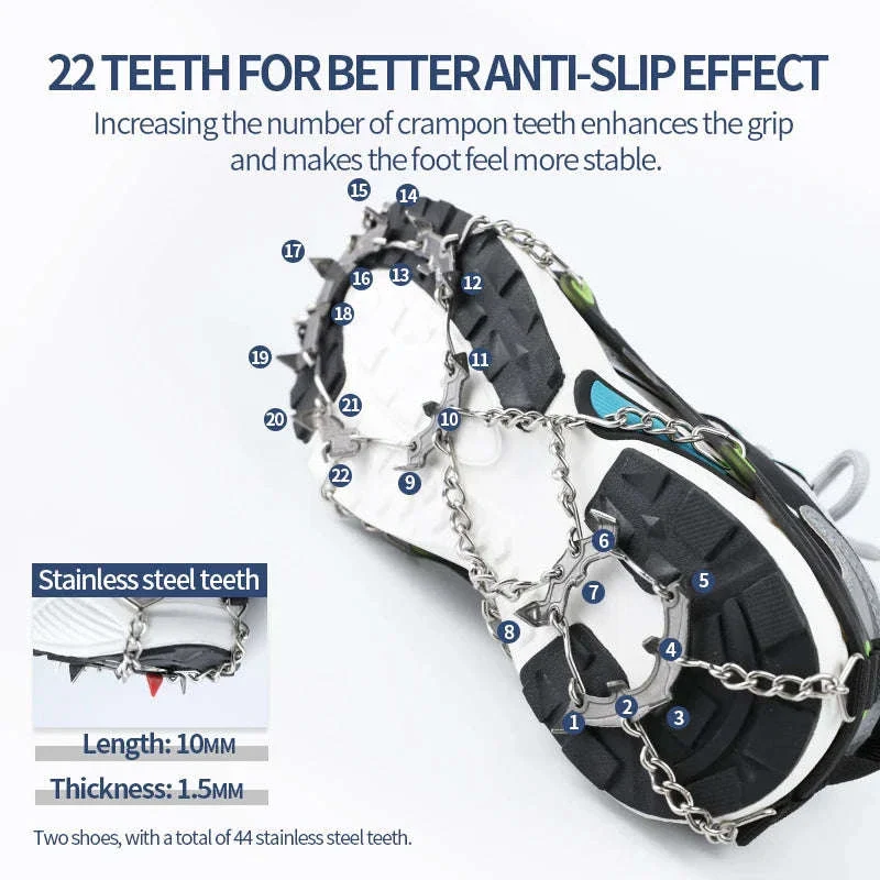 22-Tooth Ice Gripper Crampons for Hiking and Snow Walking - Image 4