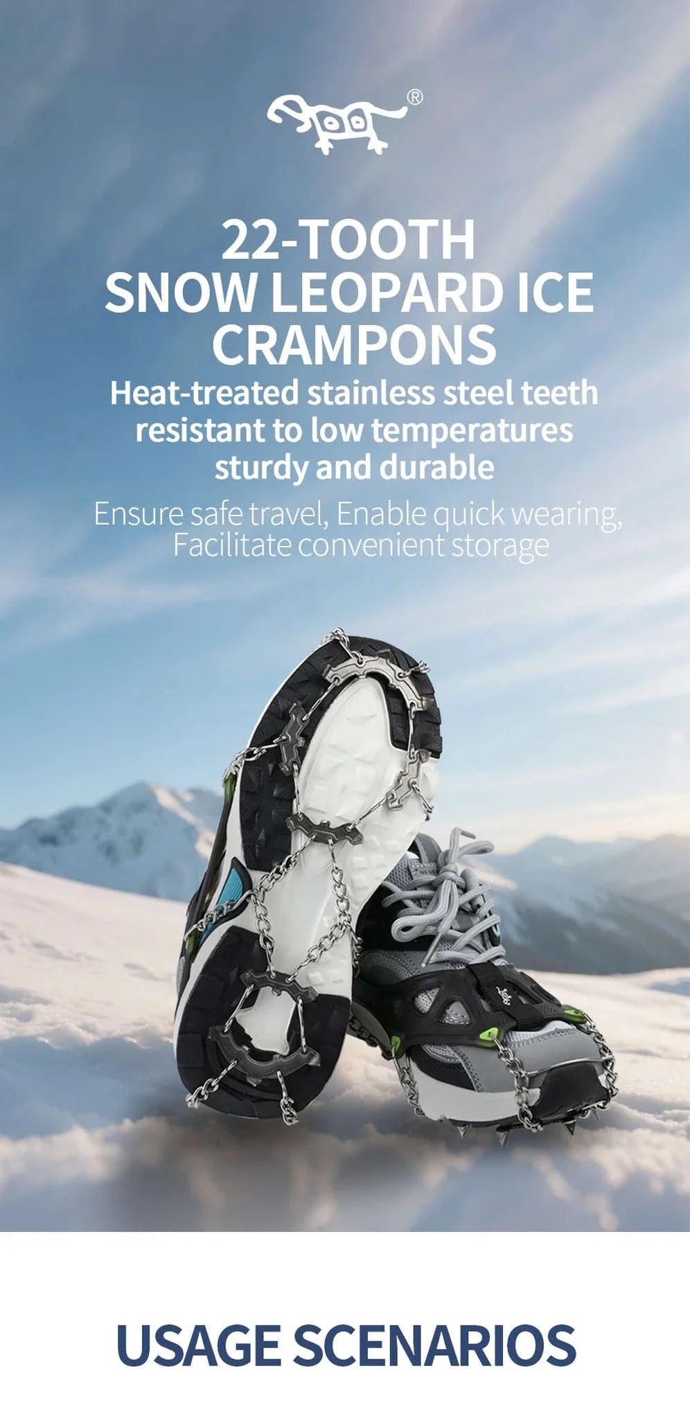 22-Tooth Ice Gripper Crampons for Hiking and Snow Walking - Image 7
