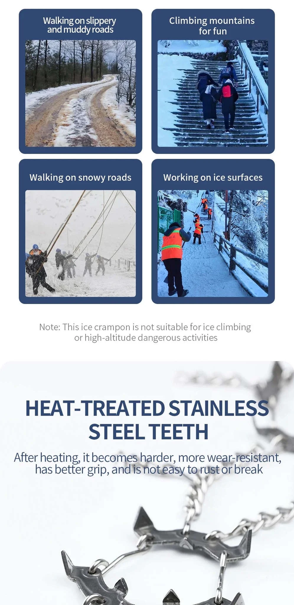 22-Tooth Ice Gripper Crampons for Hiking and Snow Walking - Image 8