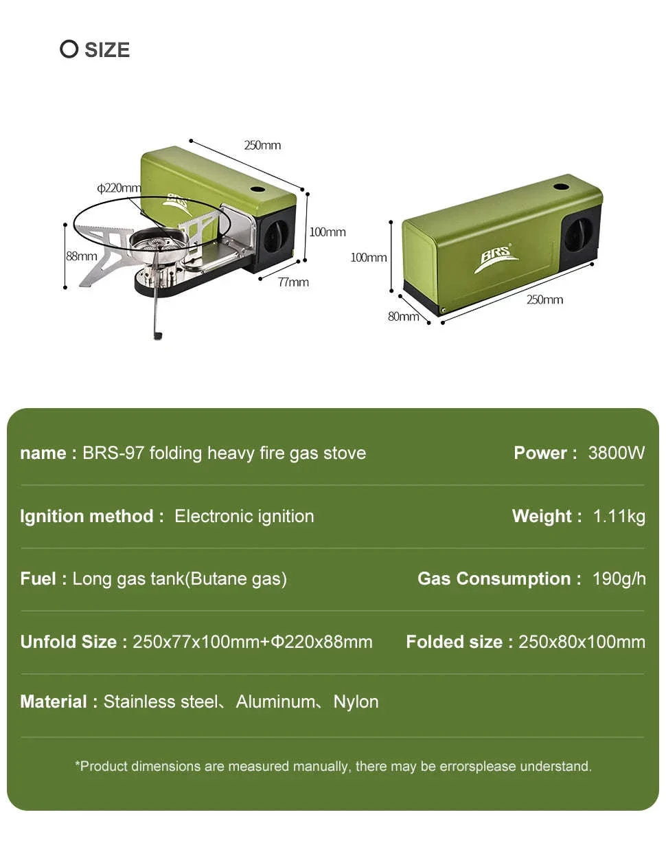 BRS-97 3800W Folding Butane Camping Gas Stove with Ignition - Image 17