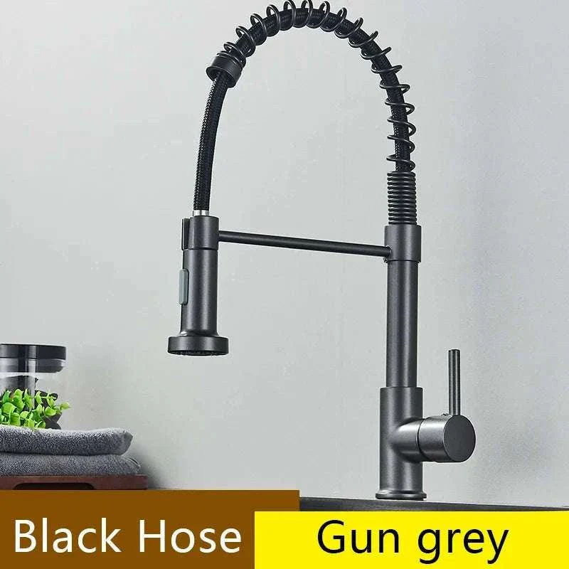 Brushed Nickel Pull Down Kitchen Faucet with Spring Design - Image 31