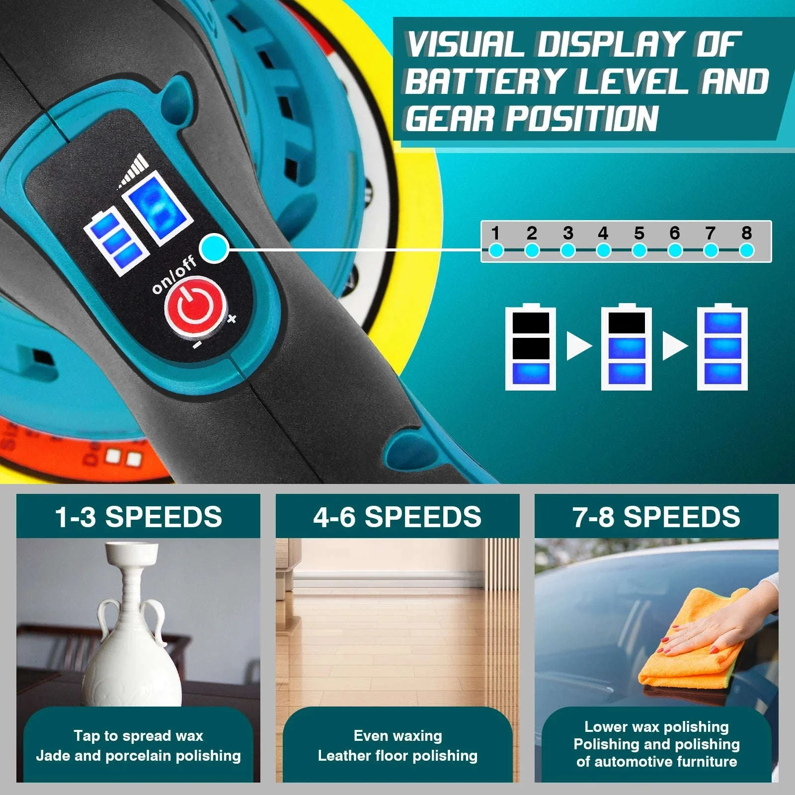 Brushless Cordless Buffer Polisher Kit with Variable Speed - Image 6