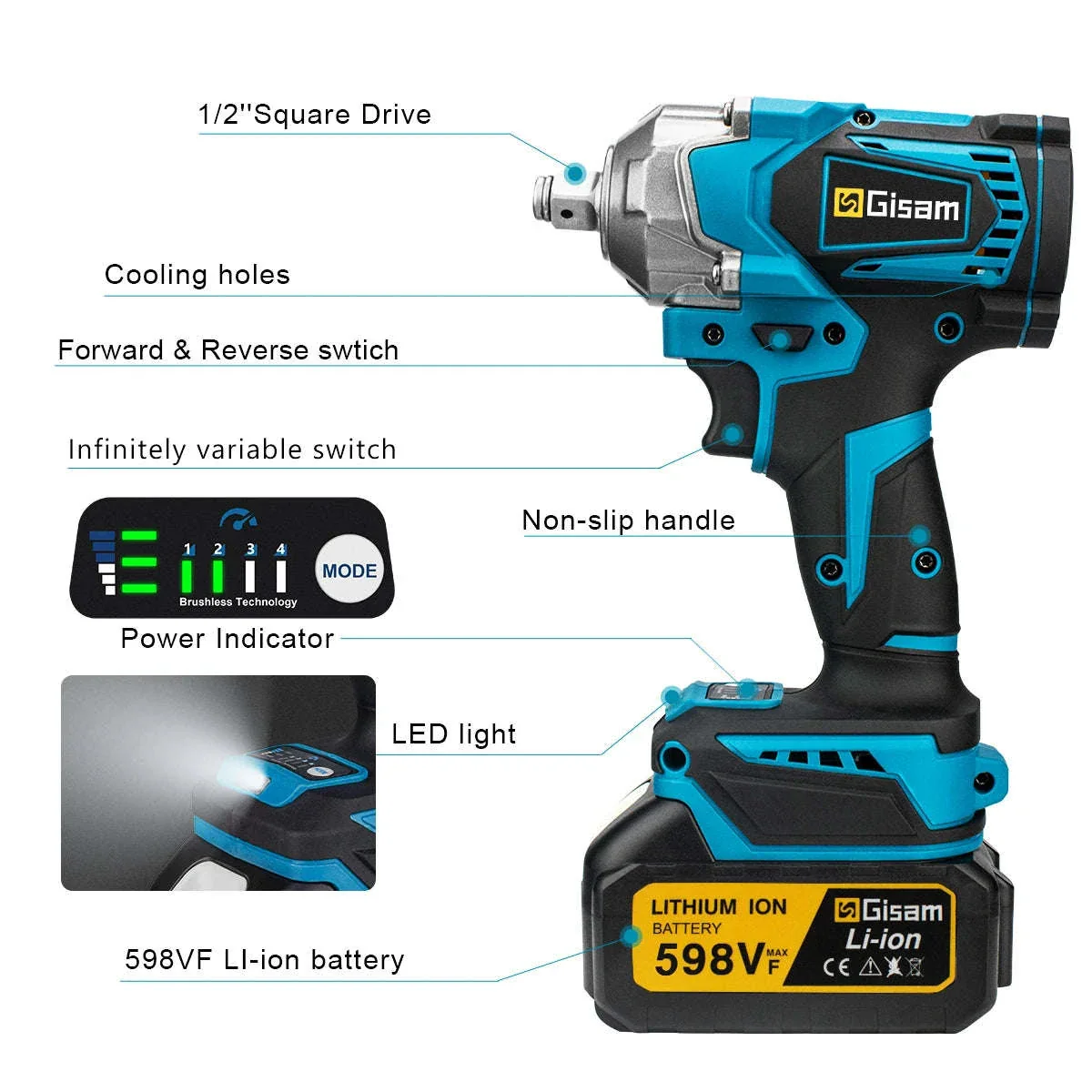 Brushless Electric Impact Wrench for Makita 18V Batteries - Image 6