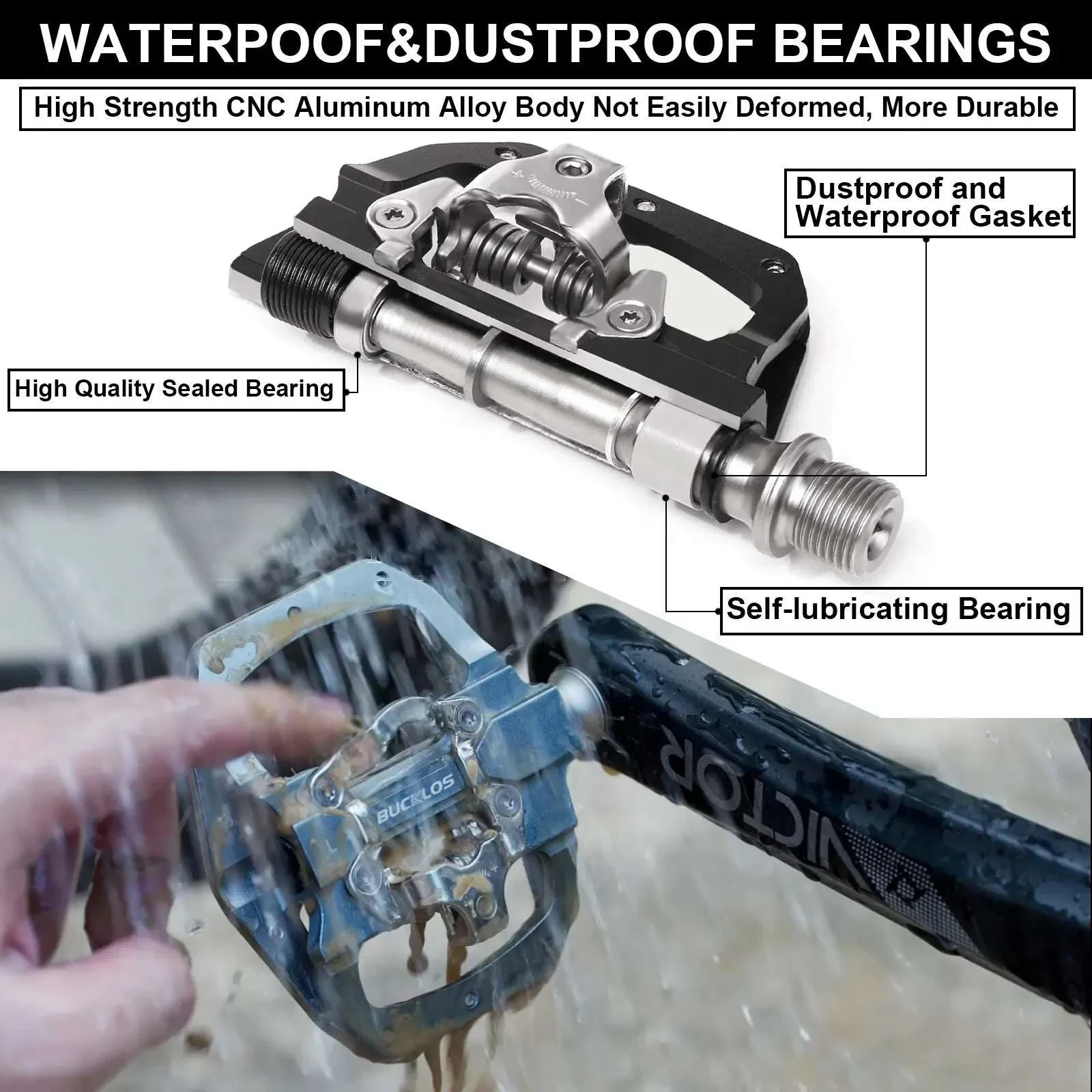 Dual Function SPD Bike Pedals with Sealed Bearings for MTB & Road - Image 5