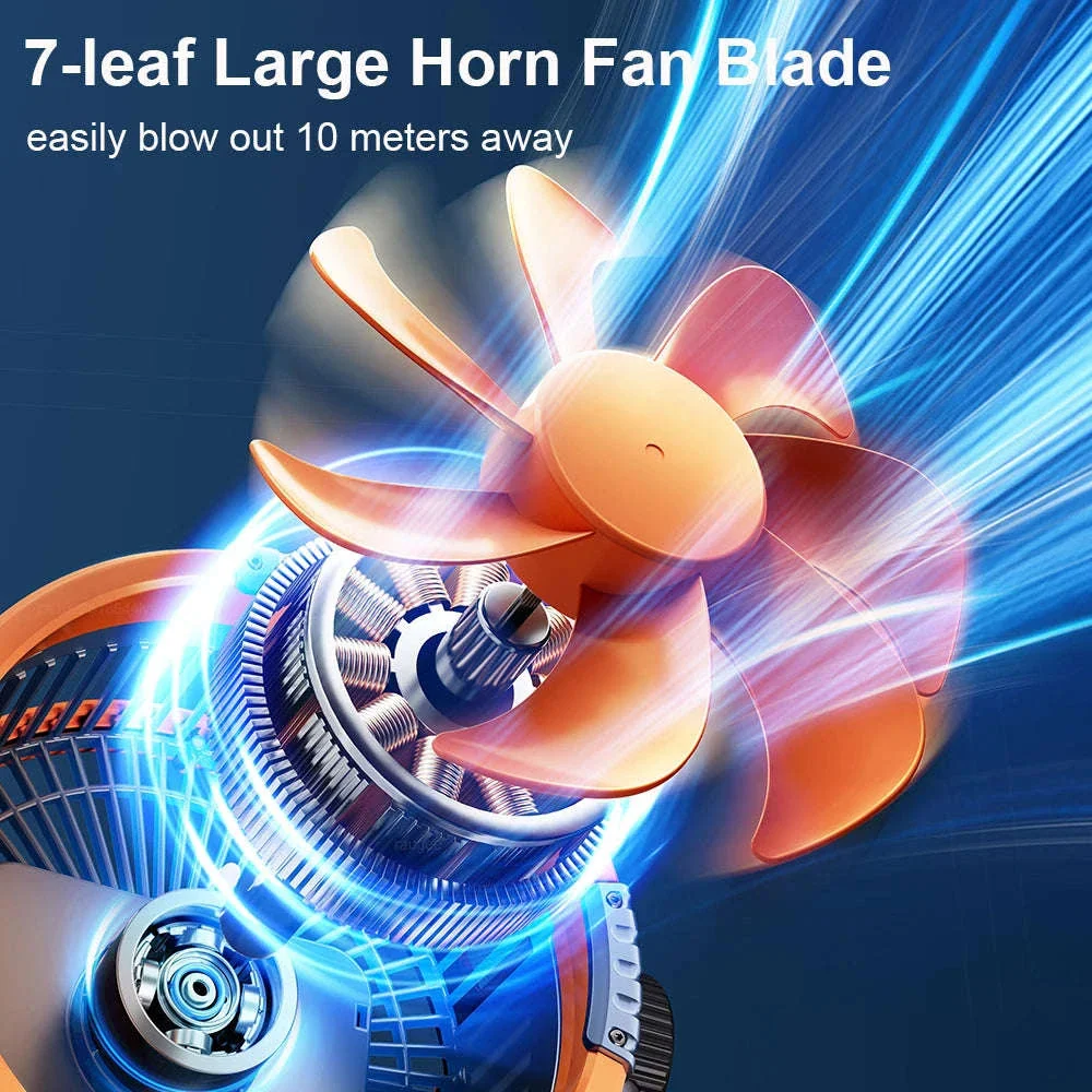 Rechargeable Camping Fan with Light, Remote & Hanging Hook - Image 13