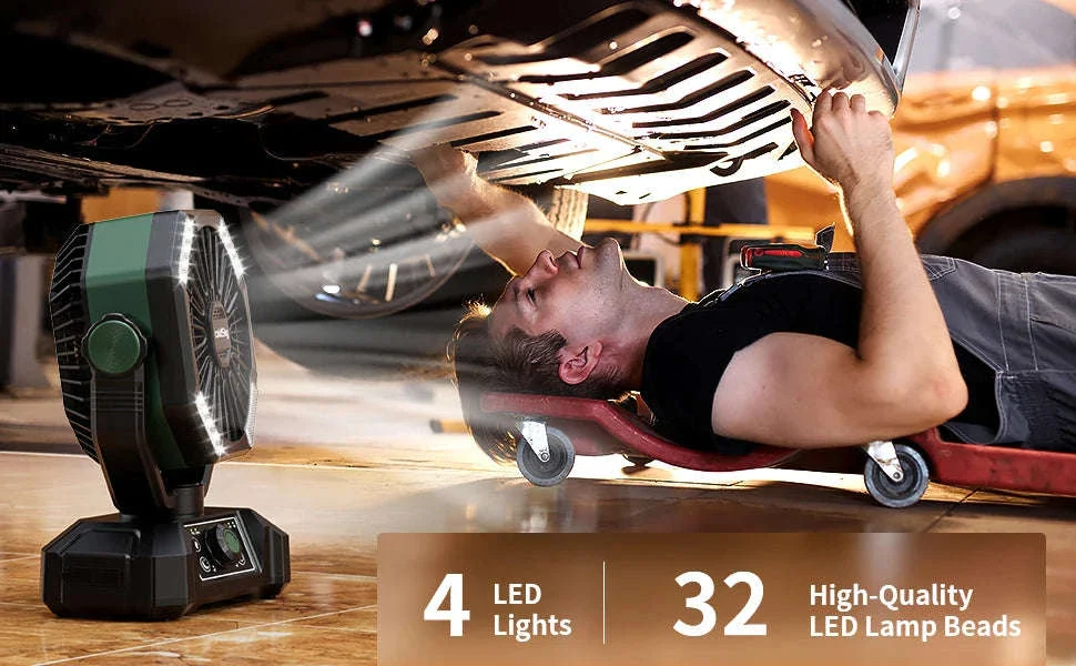20000mAh Camping Fan with LED Lantern, Remote, 8 Speeds - Image 10