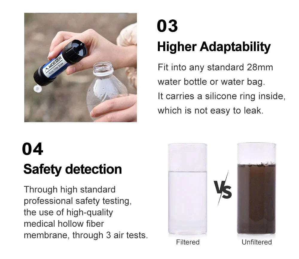 Camping Outdoor Water Purifier Straw with 0.01 Micron Filtration - Image 12