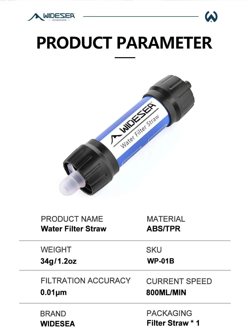 Camping Outdoor Water Purifier Straw with 0.01 Micron Filtration - Image 8