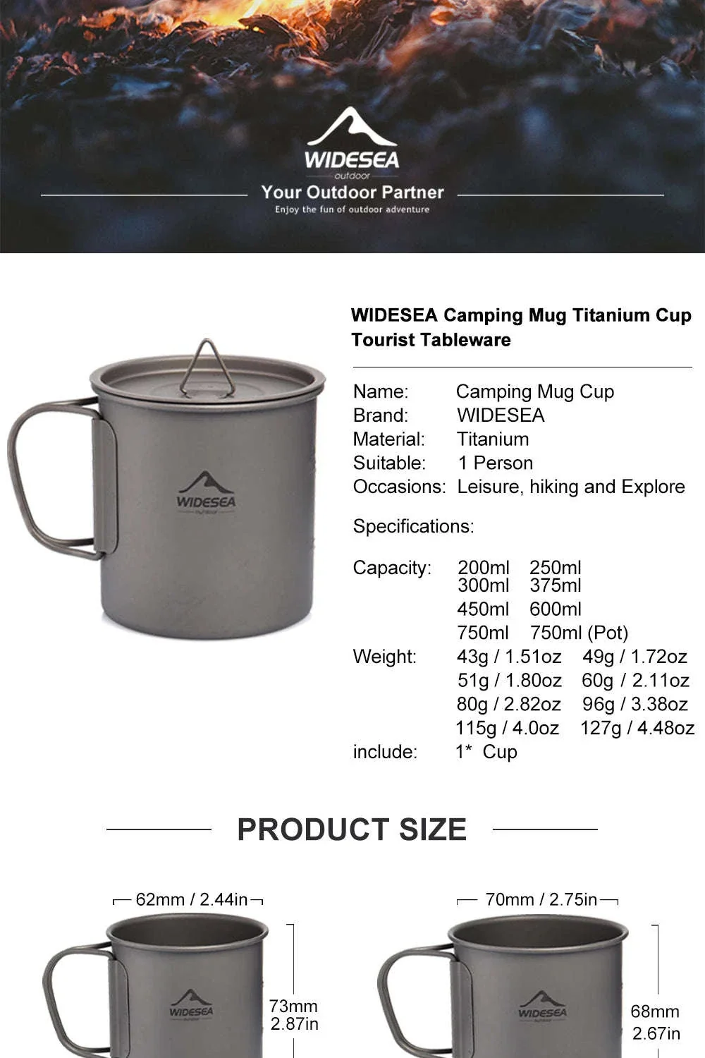 Camping Titanium Mug 0.6L - Image 9