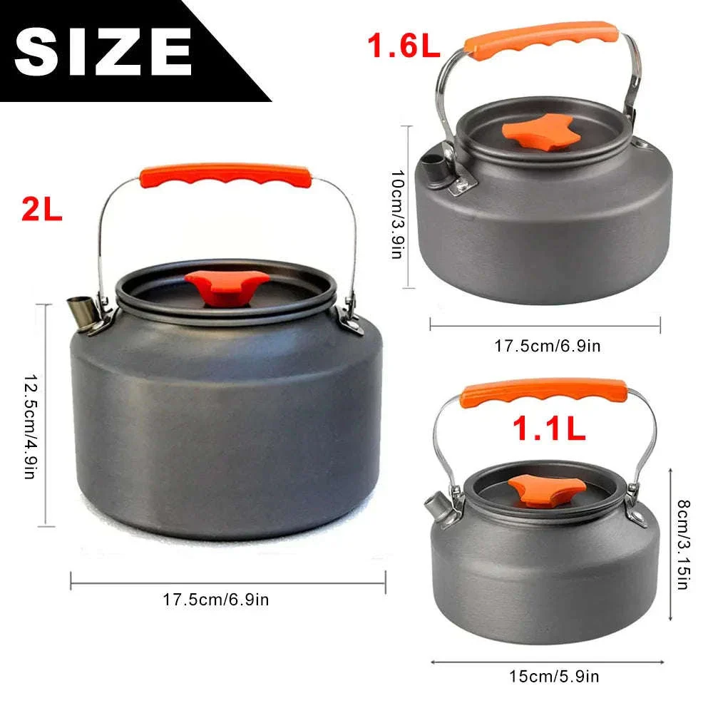 Camping Water Kettle Lightweight Aluminium Alloy 1.1L for Outdoor Travel Hiking Picnic - Image 2