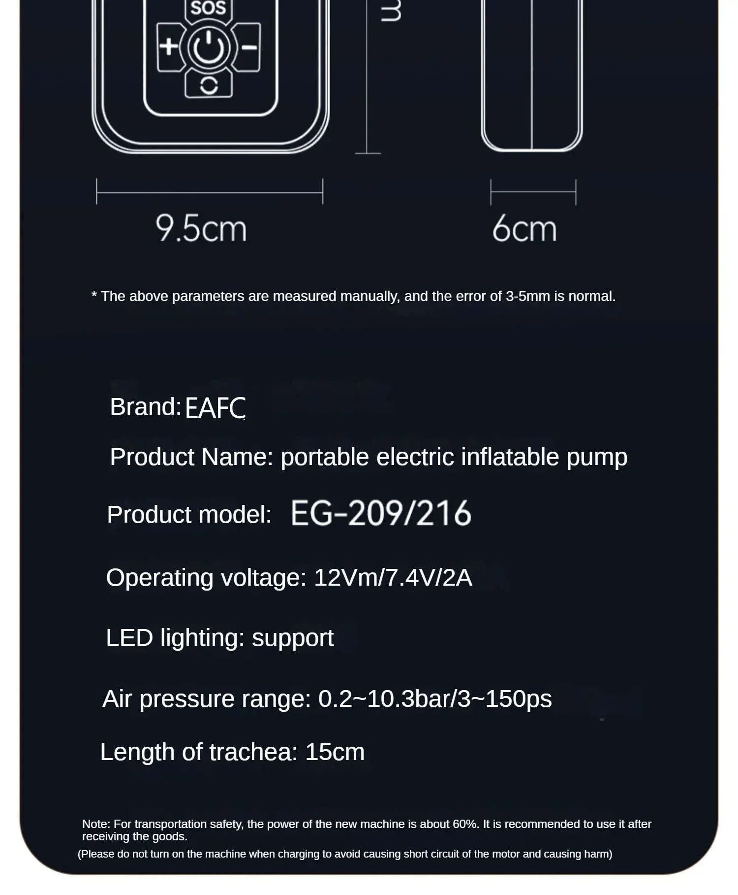 Wireless Portable Tire Inflator Pump 12V 150PSI with LED Light - Image 22