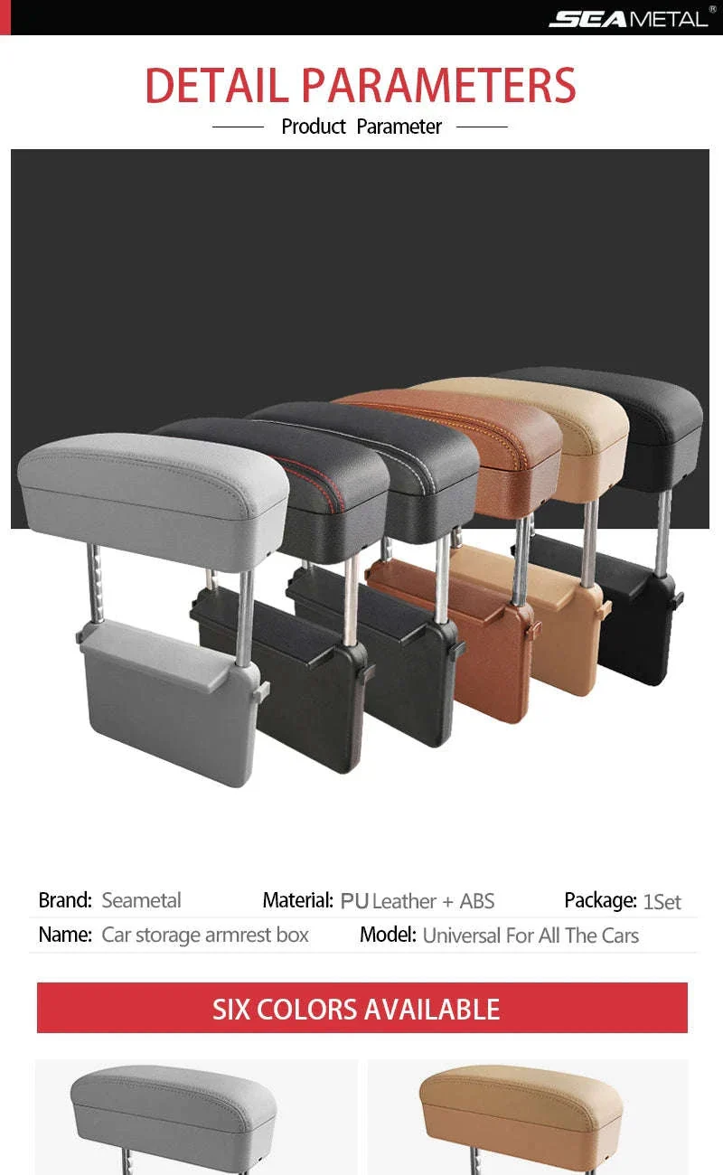 Car Armrest Box Elbow Support Adjustable Seat Gap Organizer Cushion - Image 10