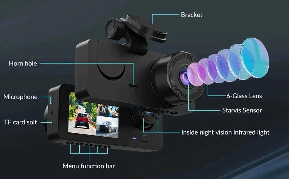 4K Dash Cam 3-Channel Front and Rear Recorder with WiFi App - Image 11