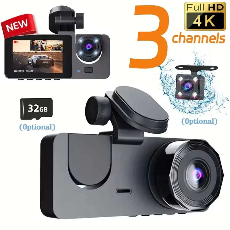 4K Dash Cam 3-Channel Front and Rear Recorder with WiFi App - Image 3