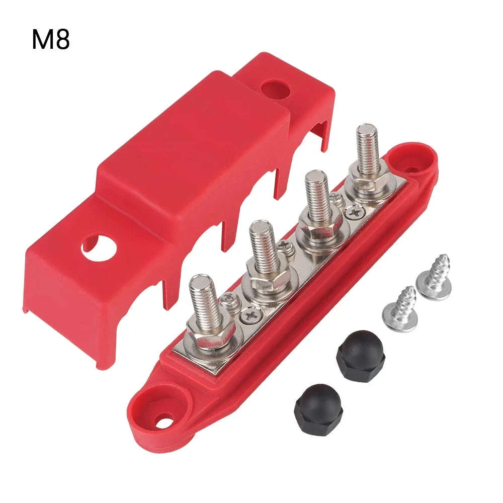 Caravan RV Power Distribution Block 4 Way 48V 250A DC Bus Bar with M8/M10 Studs - Image 7