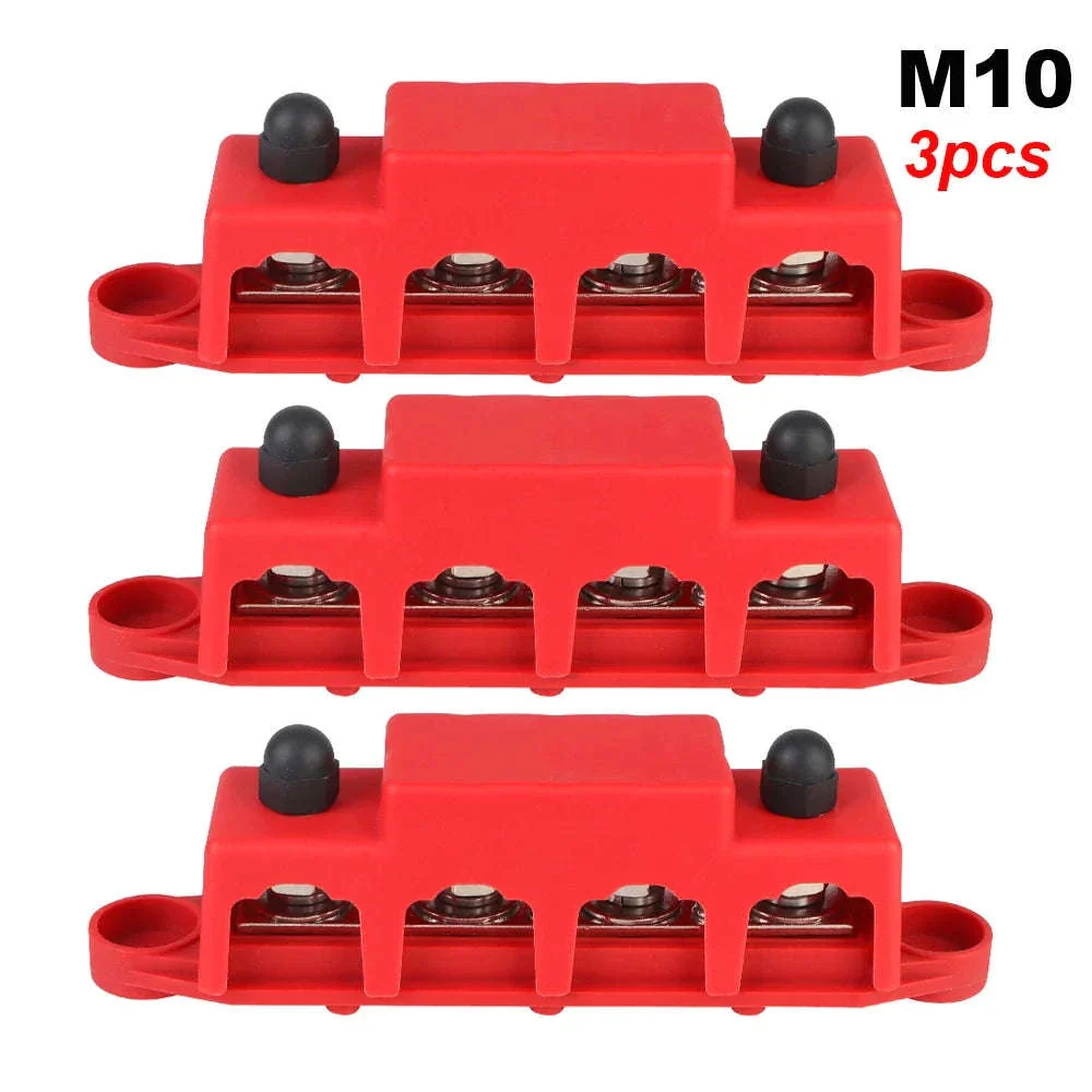 Caravan RV Power Distribution Block 4 Way 48V 250A DC Bus Bar with M8/M10 Studs - Image 8