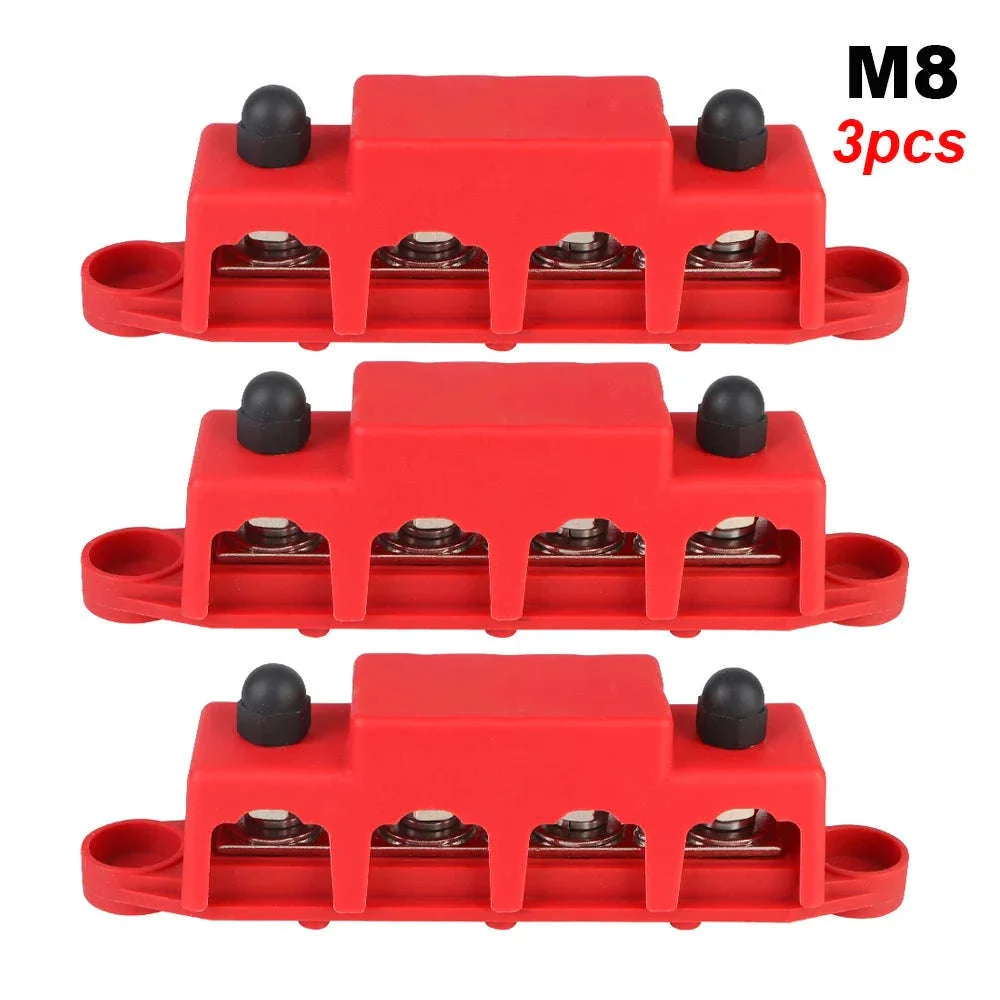 Caravan RV Power Distribution Block 4 Way 48V 250A DC Bus Bar with M8/M10 Studs - Image 9