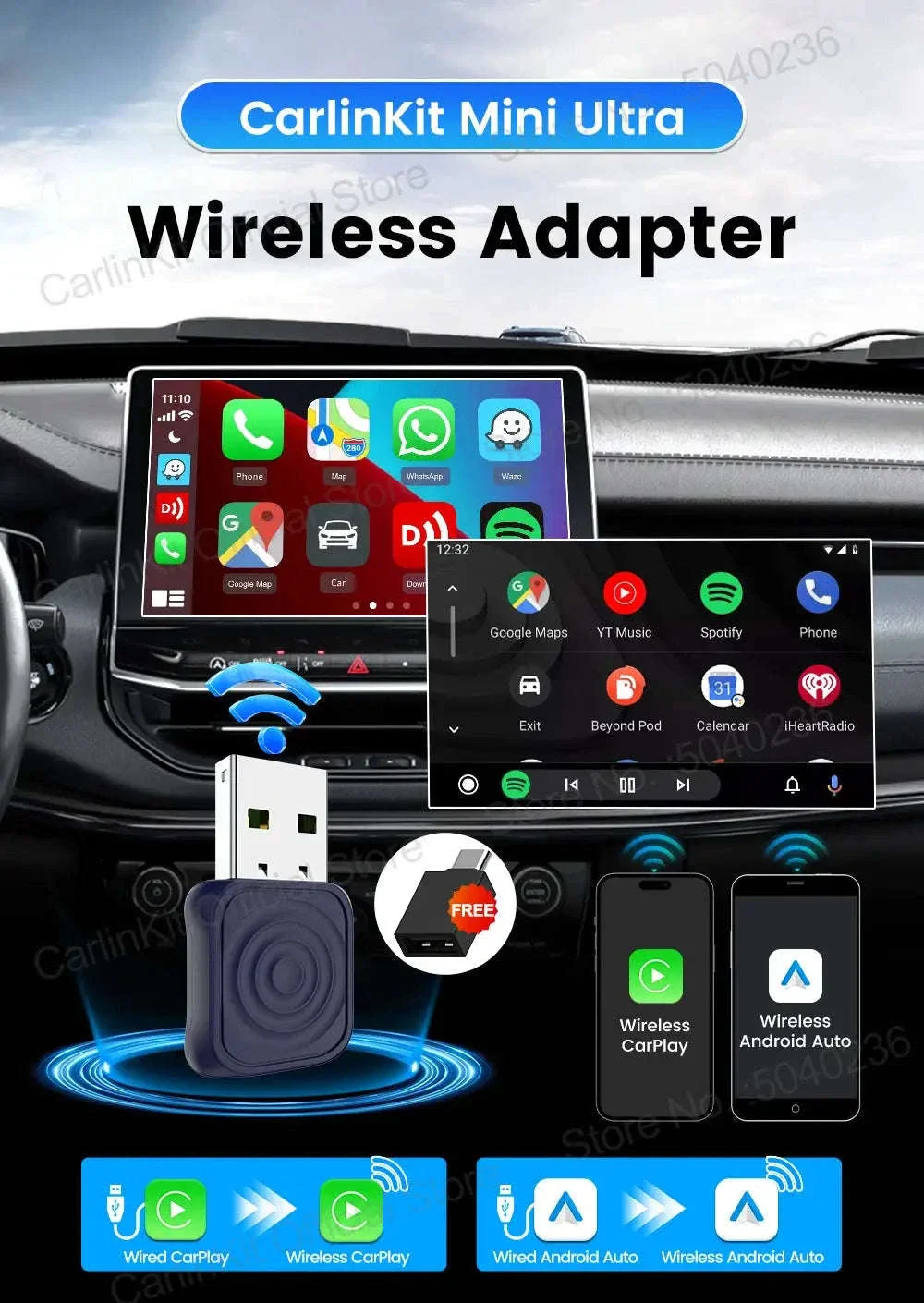 CarlinKit 5.0 Mini Ultra Wireless CarPlay Adapter - Image 7