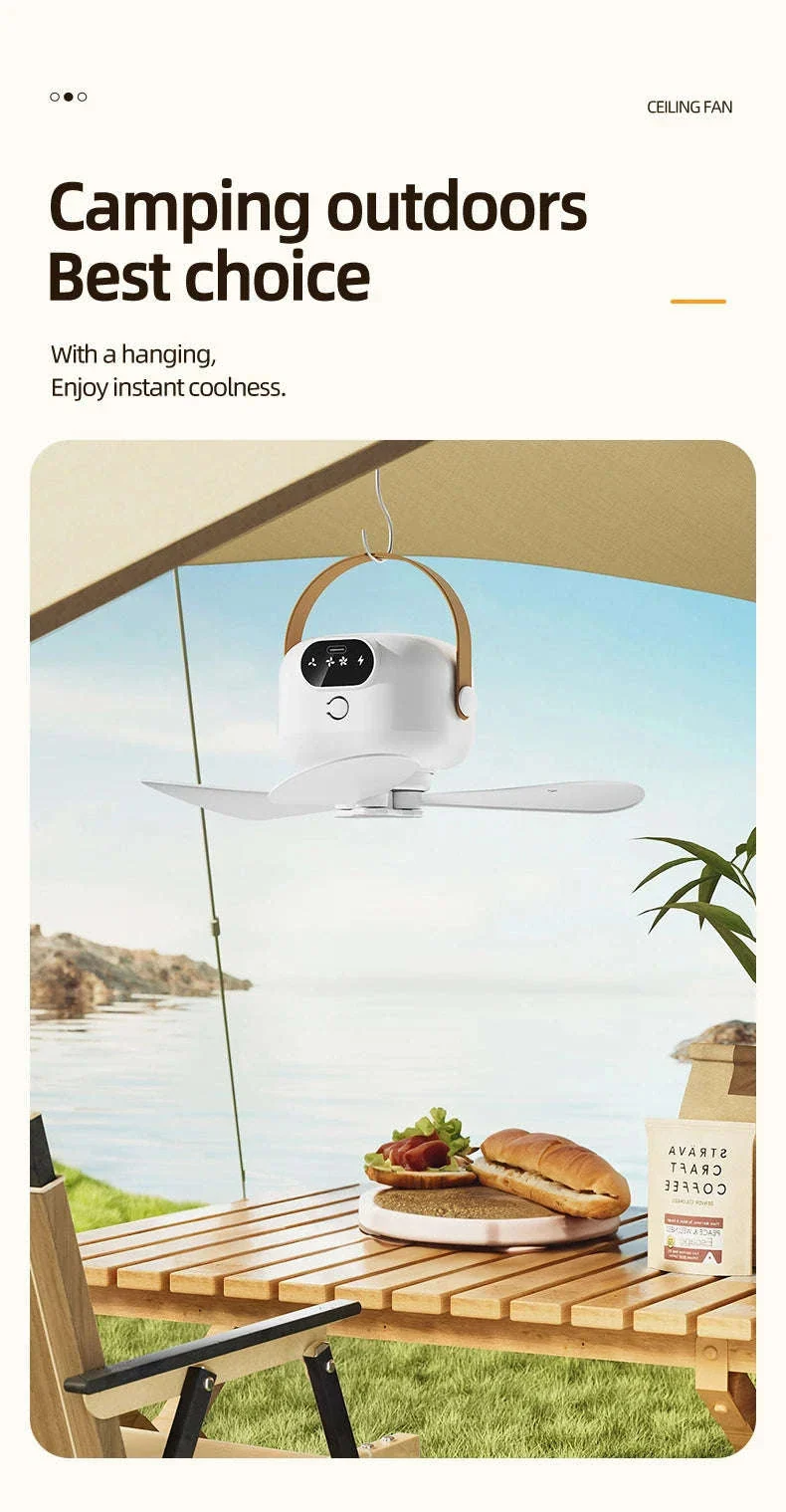 Rechargeable Ceiling Camping Fan with Remote Light for Small Spaces - Image 19