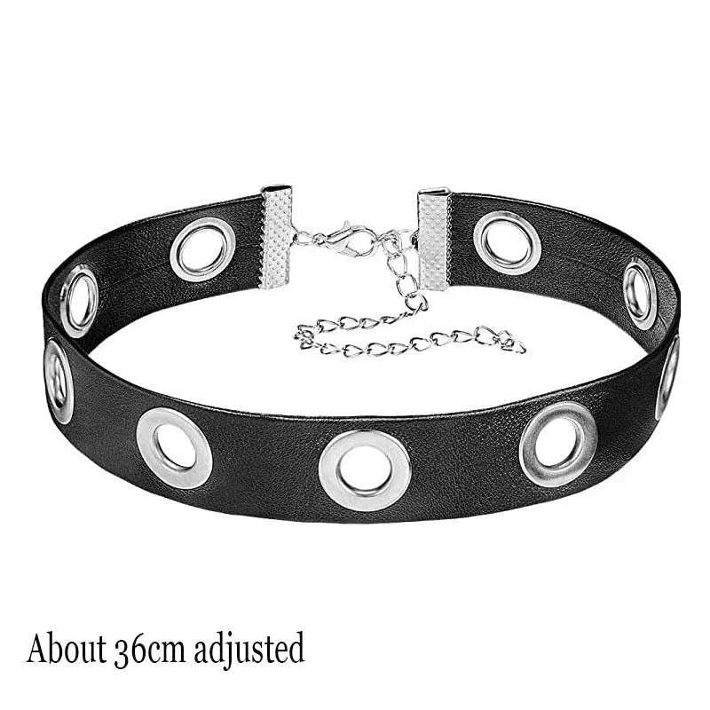 Gothic Chain Choker Necklace with PU Leather and Adjustable Fit - Image 18