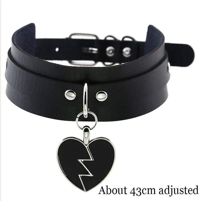Gothic Chain Choker Necklace with PU Leather and Adjustable Fit - Image 20